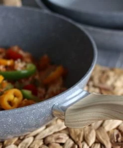 Menastyl Poêles Et Wok Wok Avec Poignées En Aluminium Et Bois 28 Cm -Poêles et wok Soldes wok avec poignees en aluminium et bois 28 cm 5